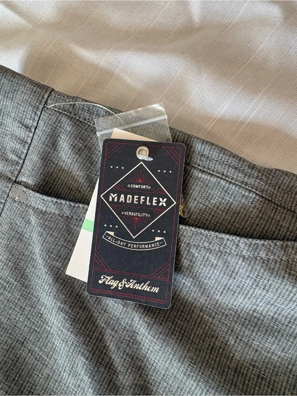 NWT Flag & Anthem Men's Gray MadeFlex Performance Shorts size 34